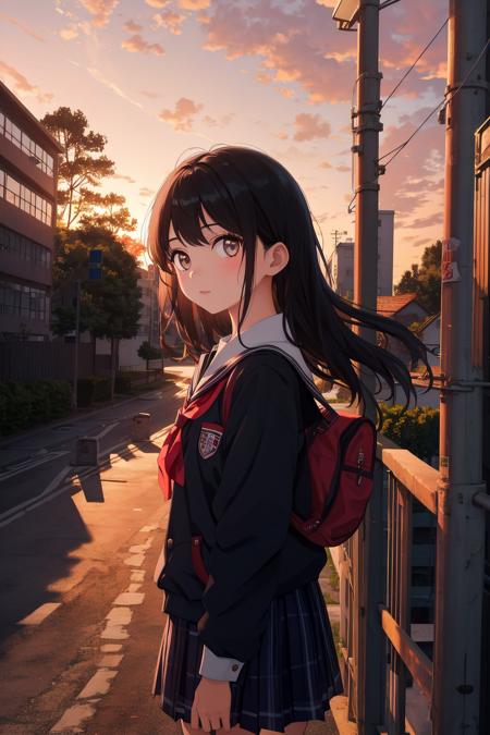 00136-668063026-masterpiece,best quality,1girl,school,outdoor,dusk,dramatic,looking at viewer.png